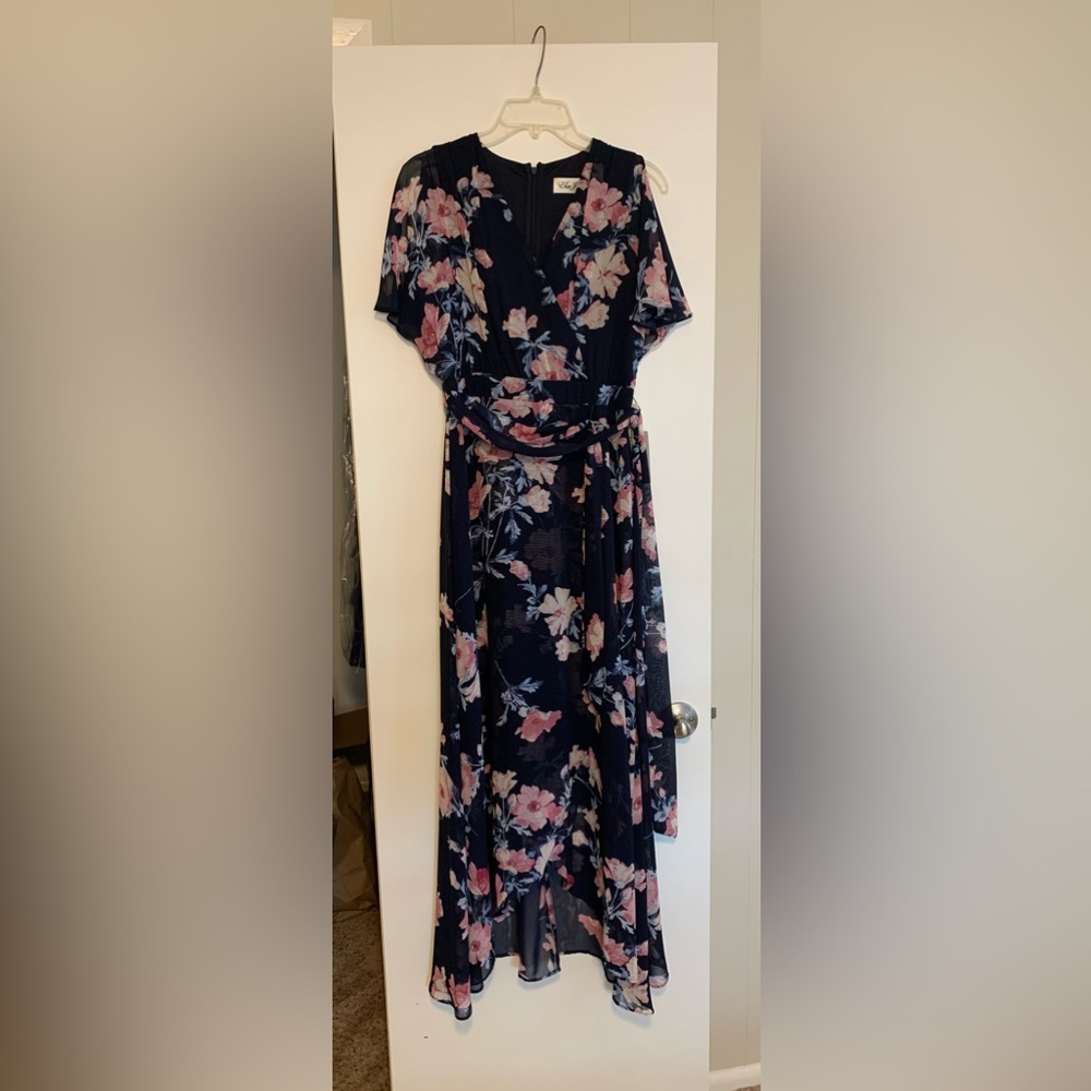 Eliza J navy floral maxi dress